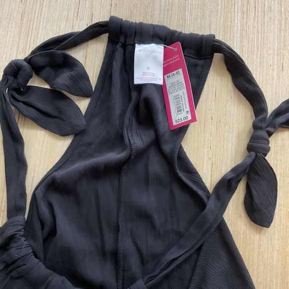 Xhilaration Kids Black Beach Cover Up Romper Size Medium 4-6 Tie Straps - Picture 3 of 5